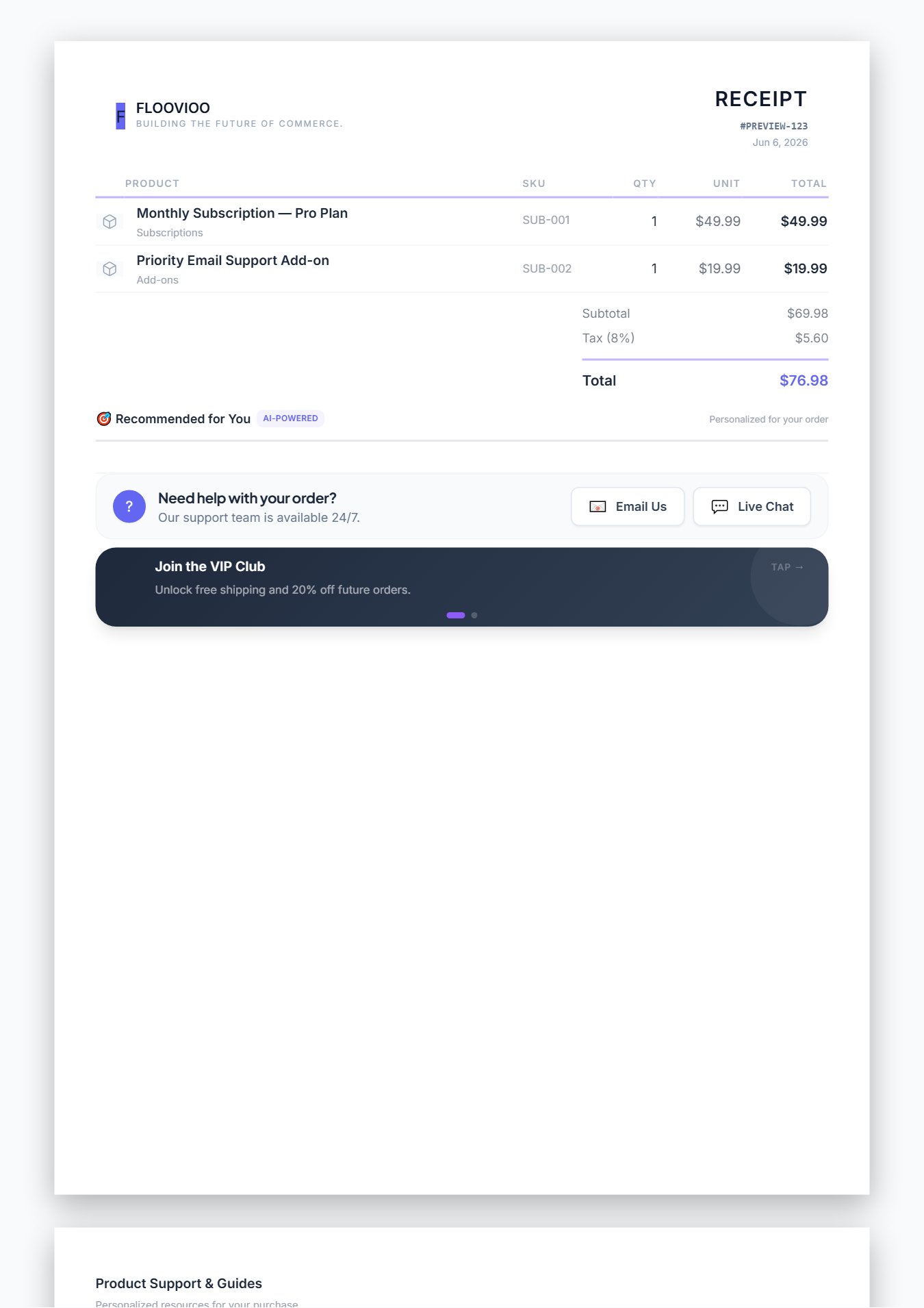 Small business receipt template