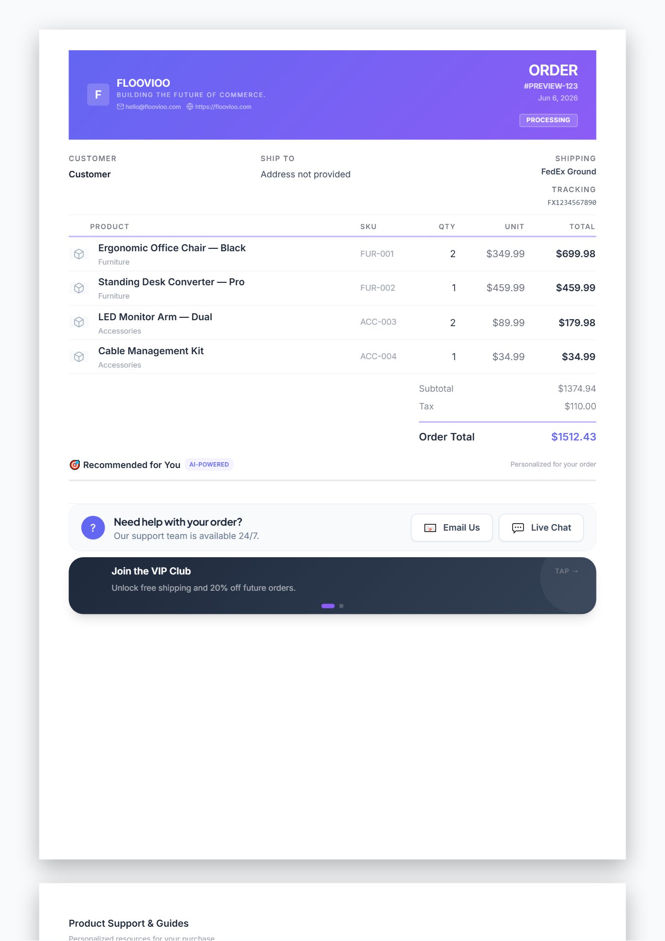 E-commerce order template