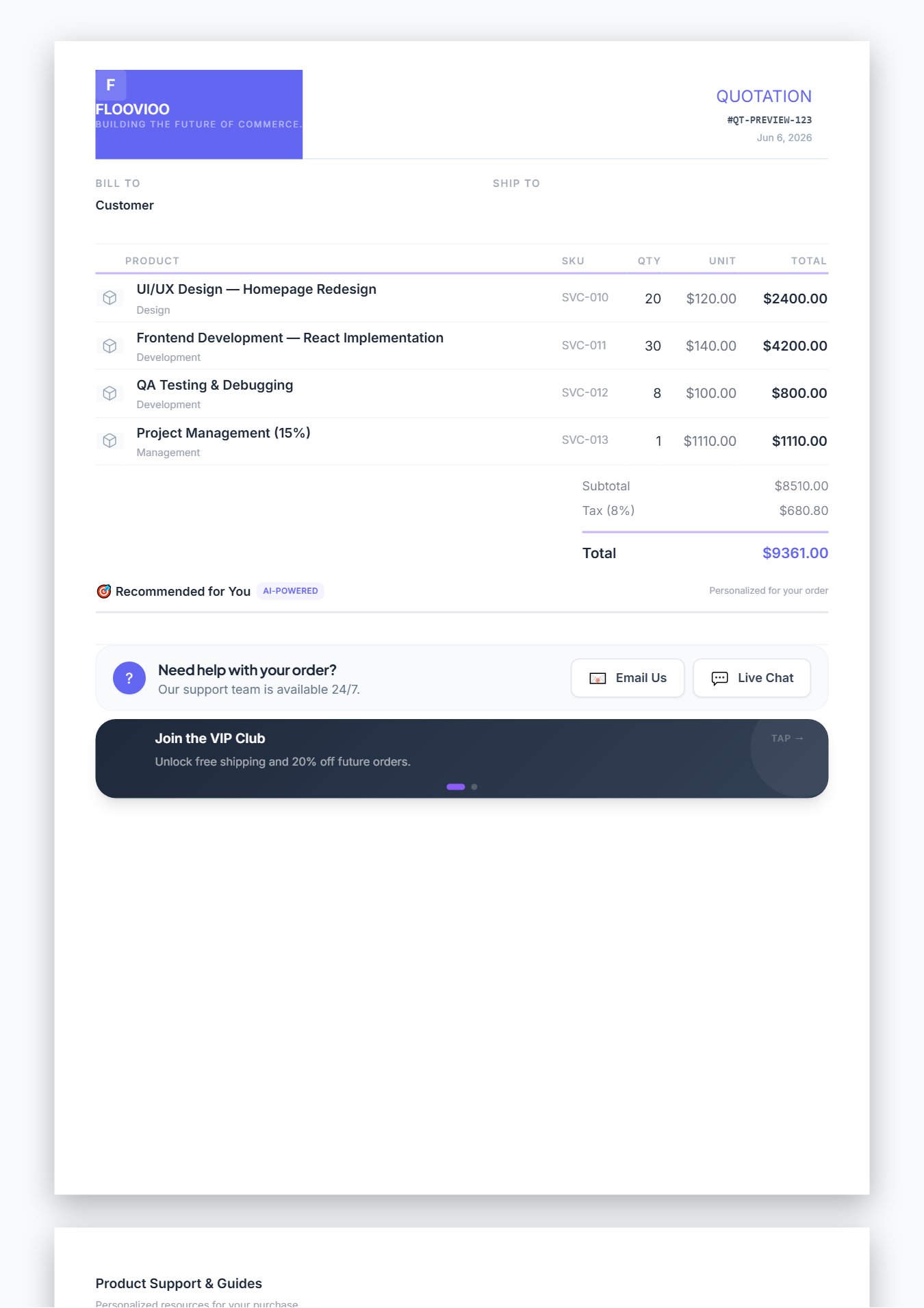 Smart Quote template